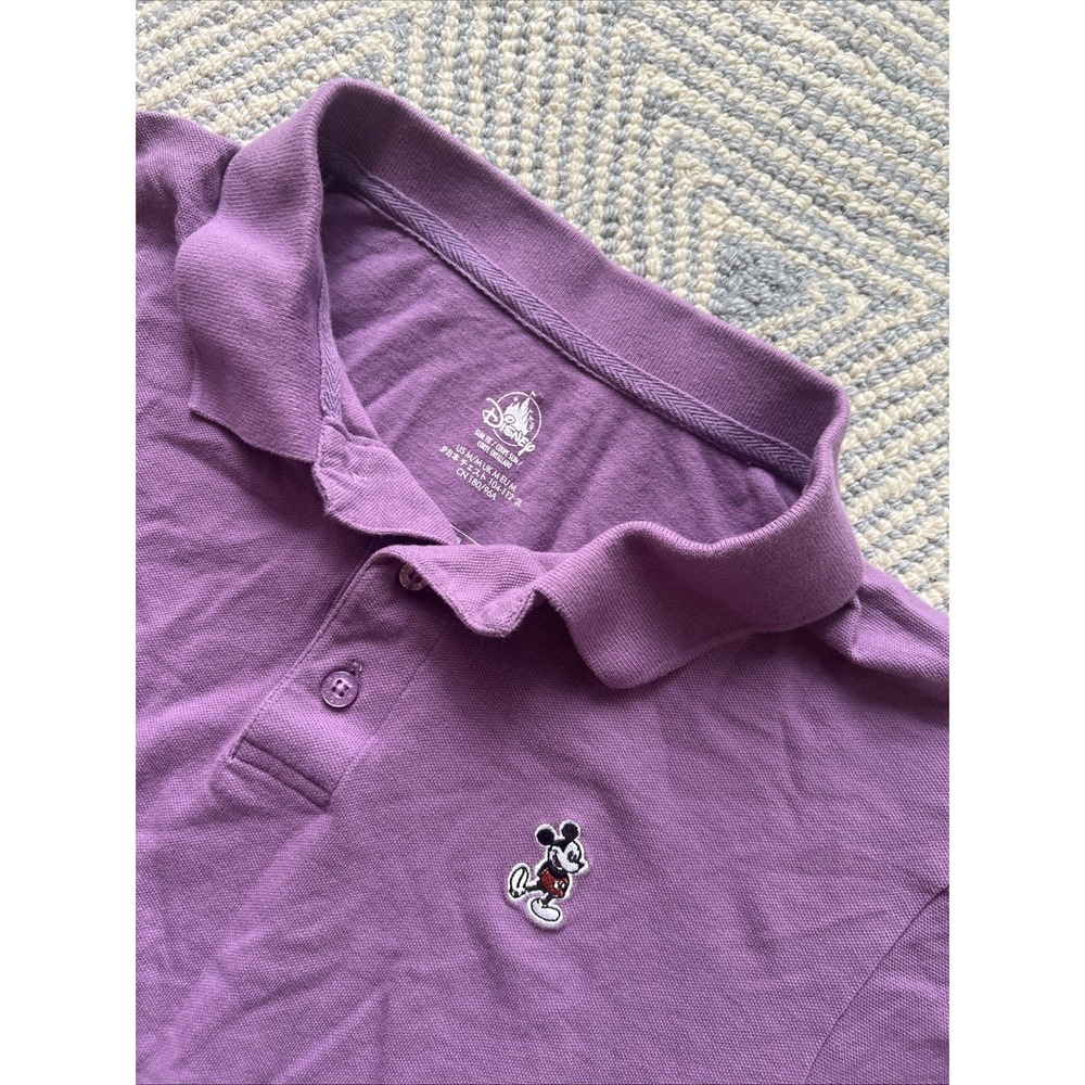 Disney Slim Fit Mickey Mouse Embroidered‎ Logo Polo - Purple - Medium